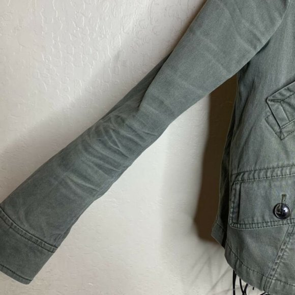 Hei Hei Military Style Well Washed Worn Button Up Hooded Jacket - Picture 3 of 6